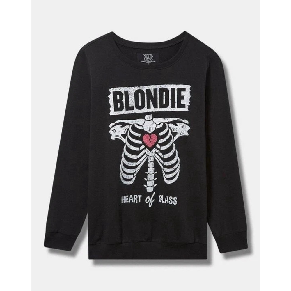 The Vinyl Icons Blondie‎ Sweatshirt Women Size 4 Black Heart of Glass Skeleton